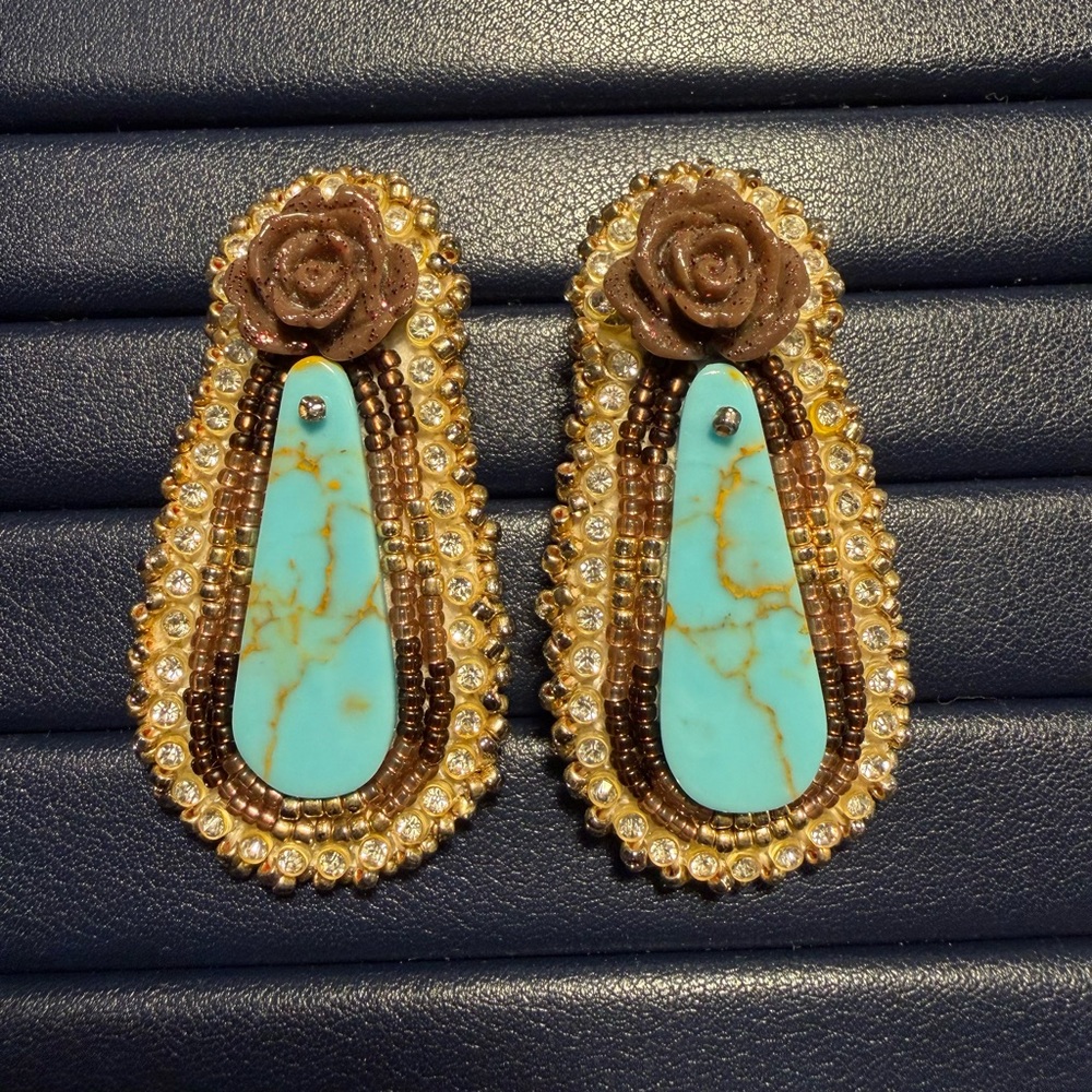 Turquoise Authentic Native American handmade beaded earrings